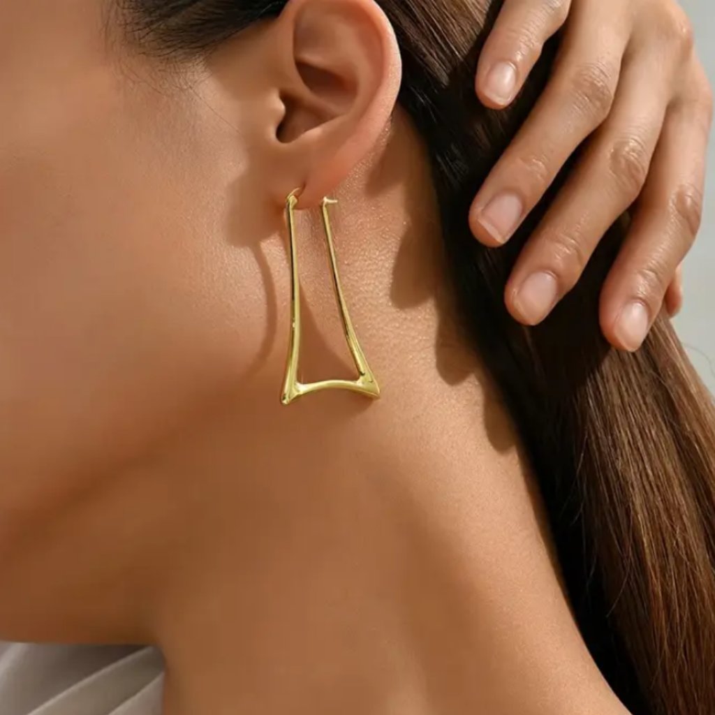 14k Gold Womens Large Twisted Curved Oval Hoop Earrings New 14 K Silver Jewelry